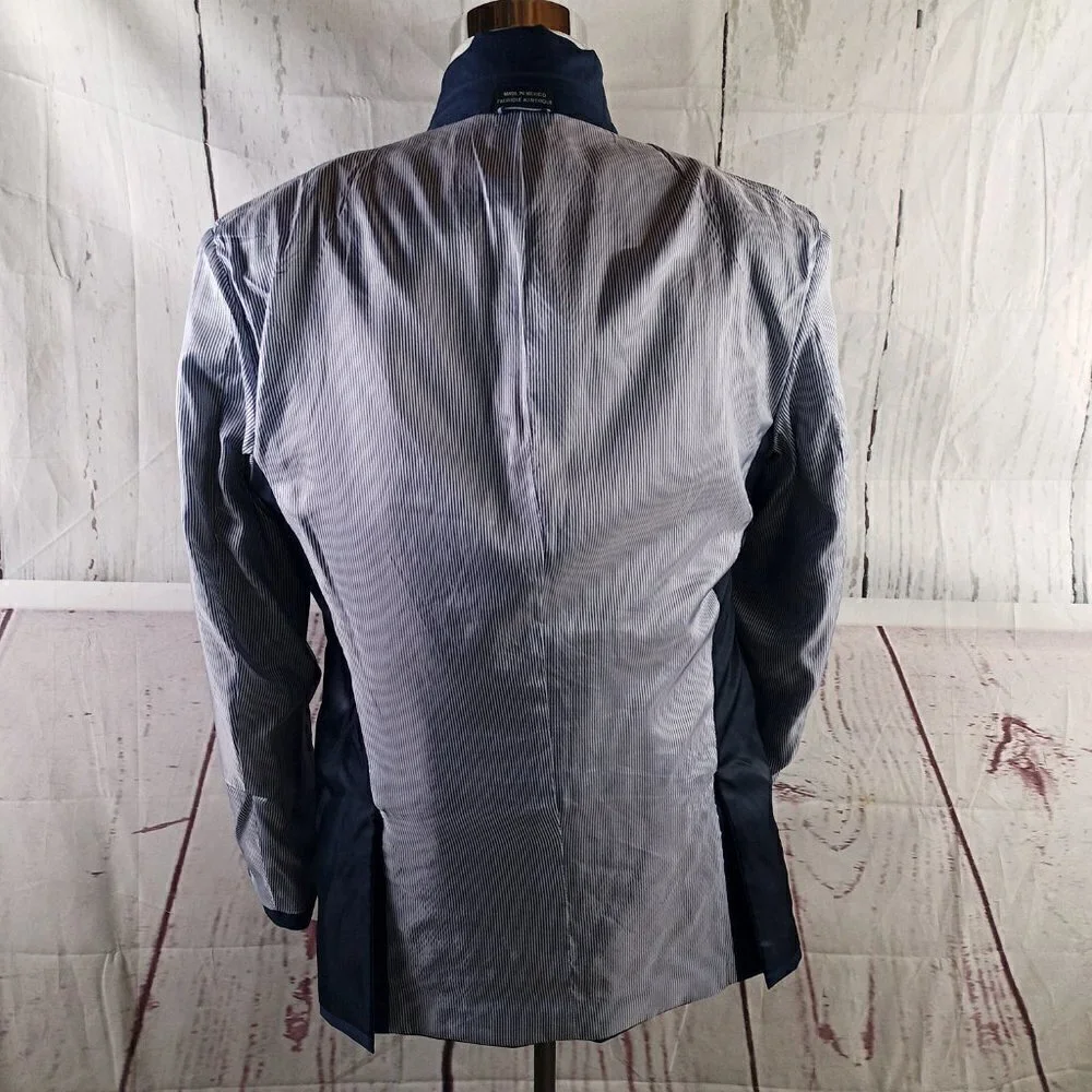Tommy Hilfiger 44L Wool 2 Button Blue Birdseye Suit Blazer Jacket